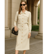 Comprar Conjunto Feminino Alfaiataria Tricot para Trabalho e Festas Off White  ZARA